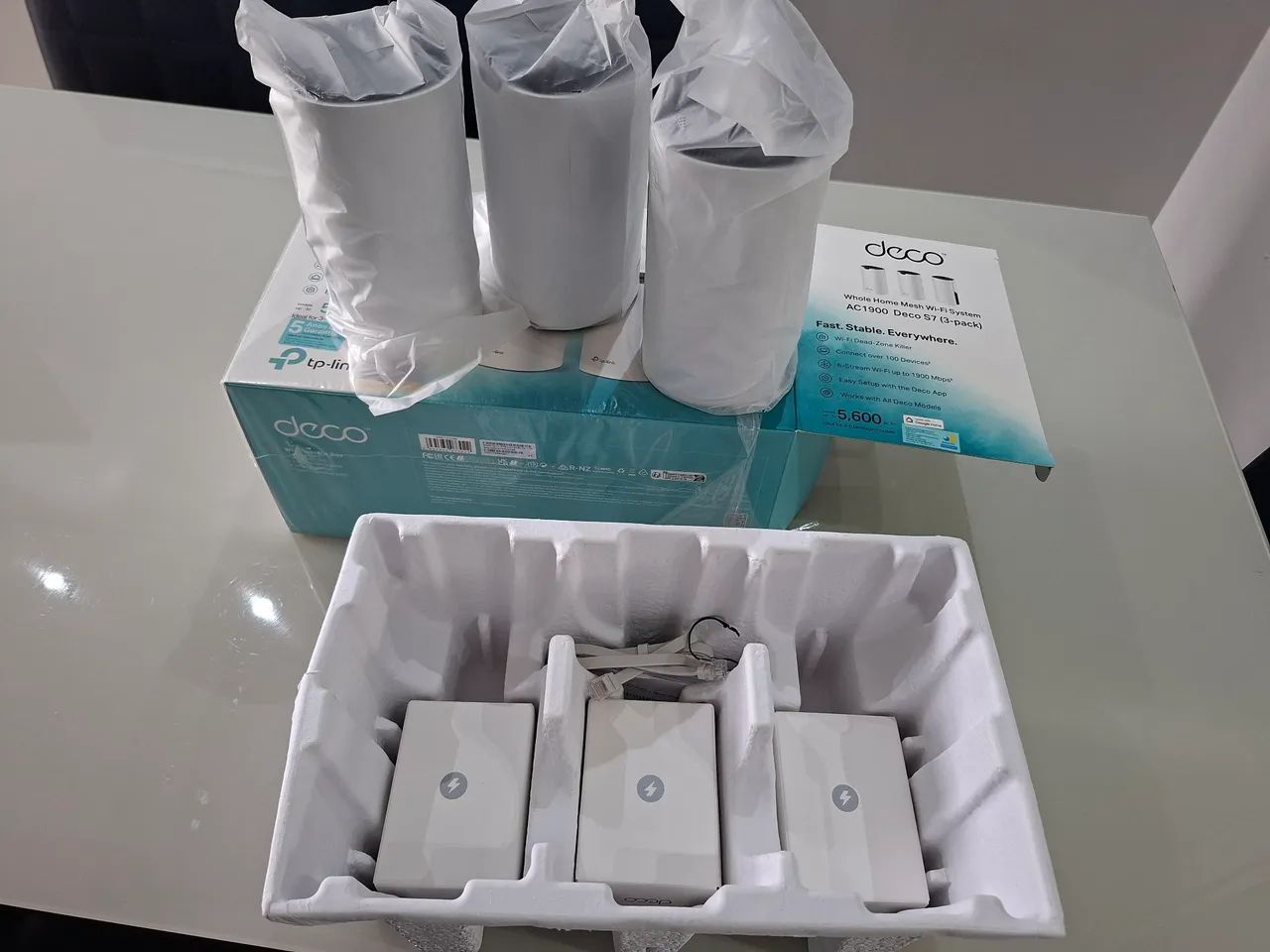 Roteador TPLINK Deco s7 Wi-Fi 5 Mesh AC1900 kit com 3 unidades 