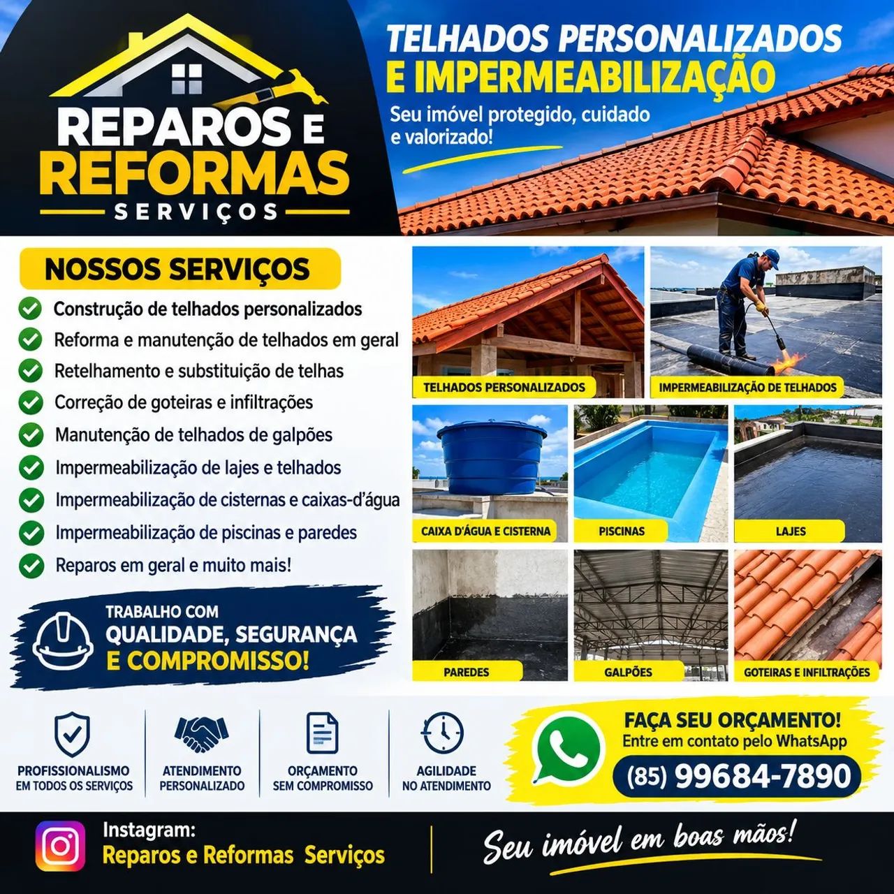 Telhado Personalizado/ Coberta/Aplicação Manta Asfaltica/ Retelhamento 
