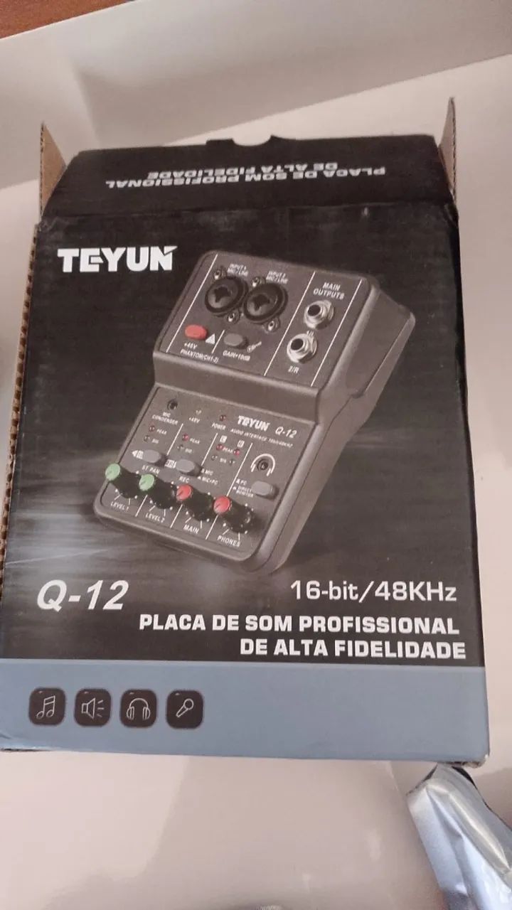 Teyun Q12 Interface De Áudio Usb Placa de Som Profissional