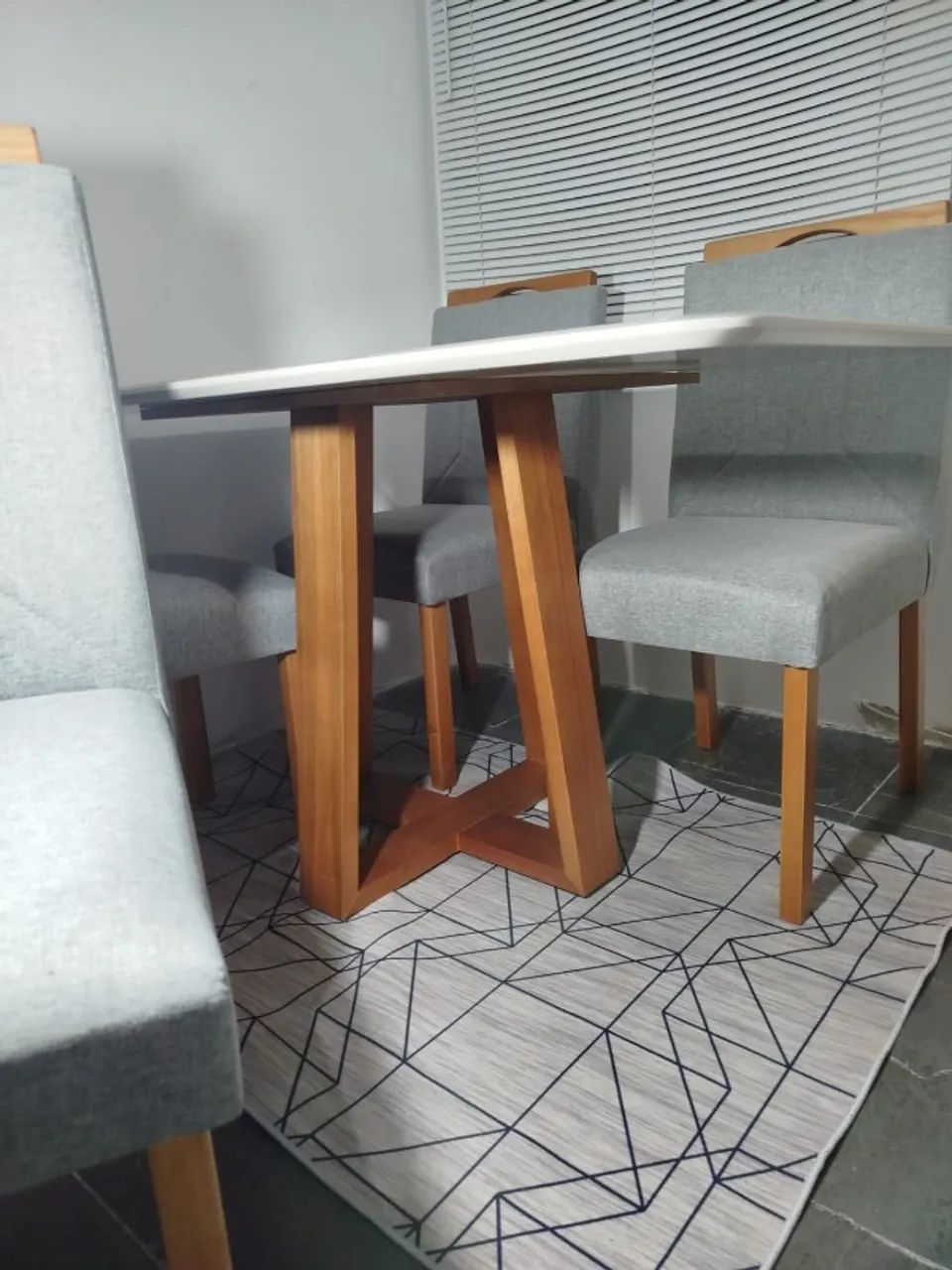Conjunto Sala de Jantar Mesa Floripa Madeira Maciça 140x80cm - Foto 2