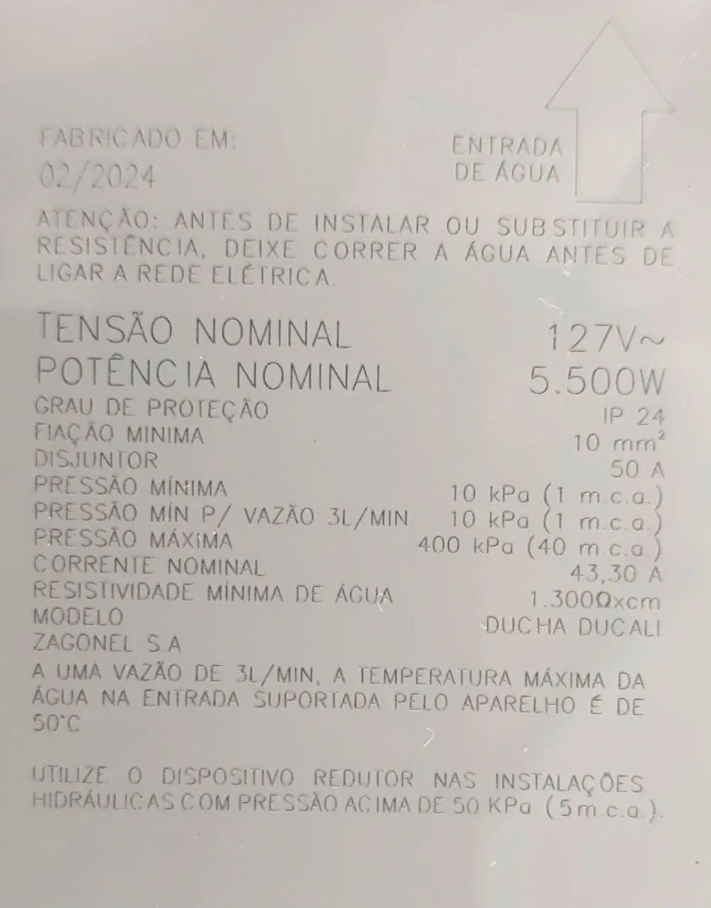 Ducha Ducali Eletrônica Zagonel 5500W 127V - Foto 3