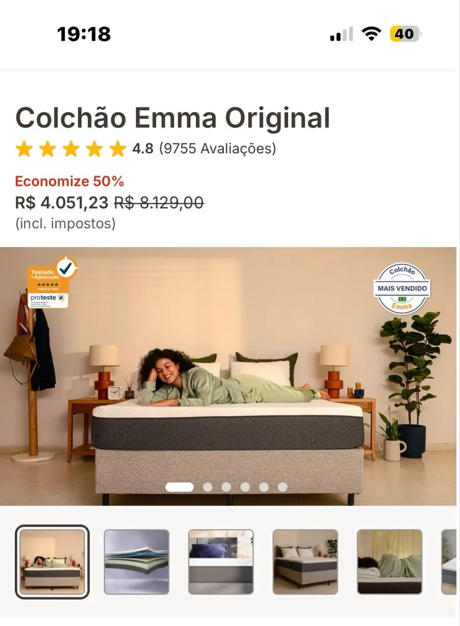 COLCHÃO EMMA ORIGINAL king size 193×203 cm