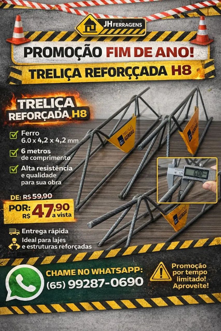 Treliça 6.3x4.2x4.2mm- 6 metros 