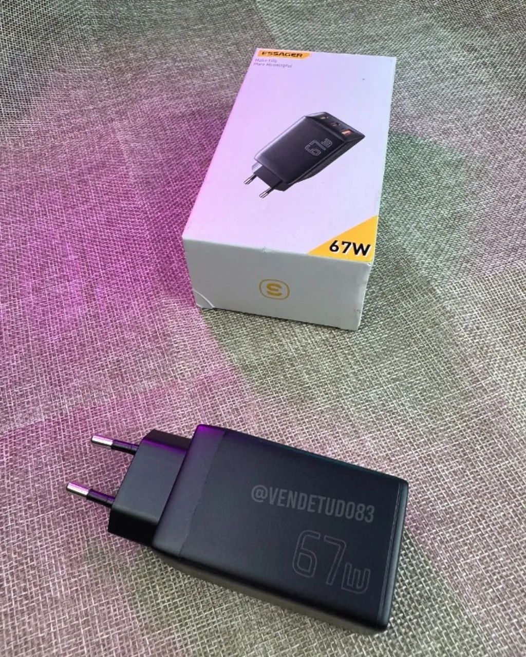 Carregador Essager 67w compacto, 1 usb 2 usb c - Foto 4