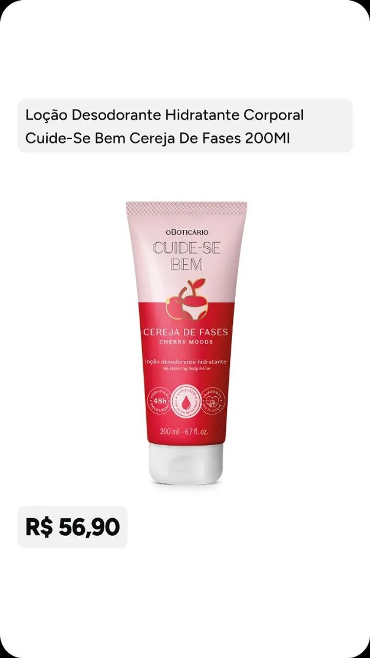 Body splash e hidratante cuide se bem cereja - Foto 3