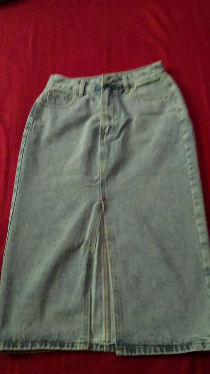 Saia jeans midi