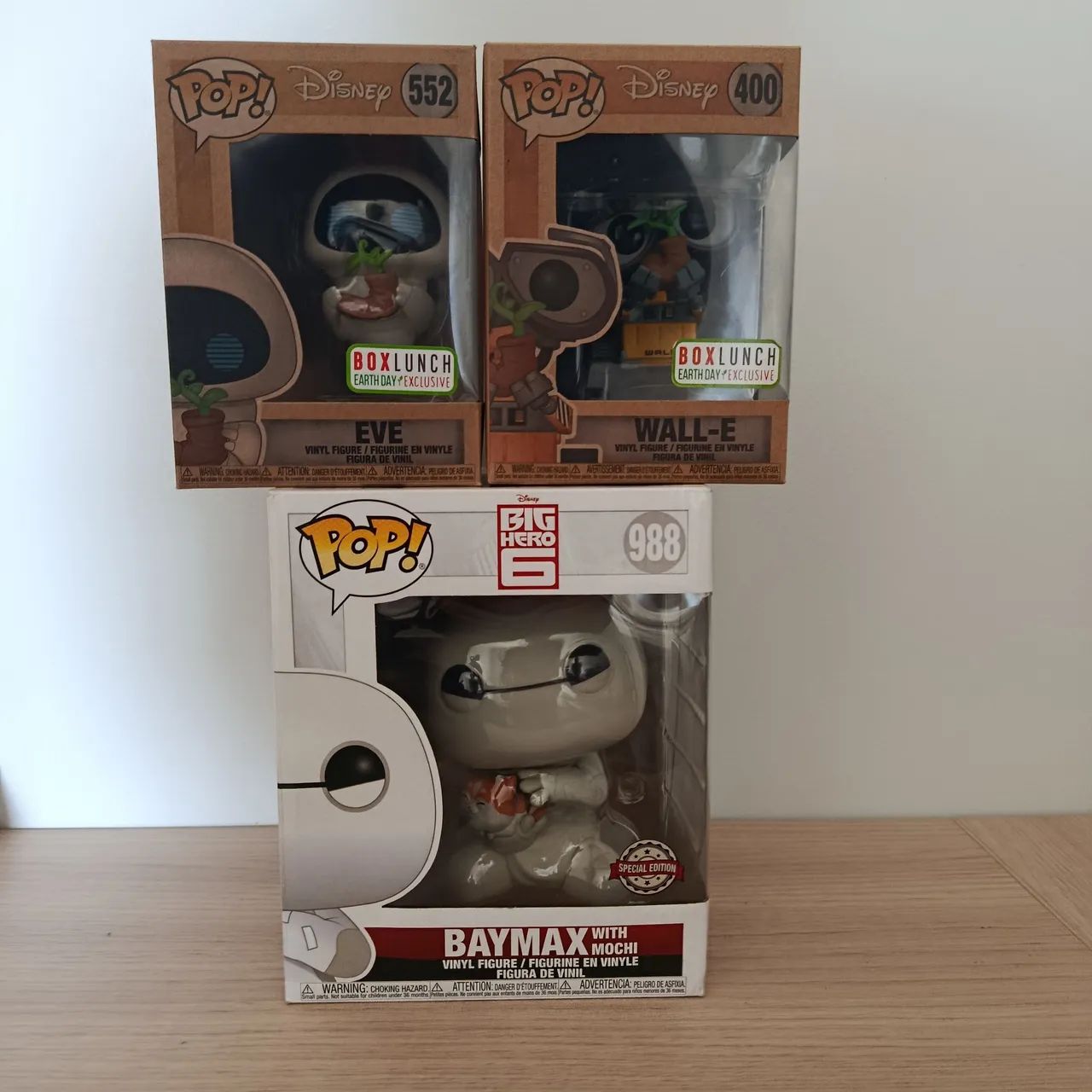 Combo funko Pop eve + wall-e + baymax