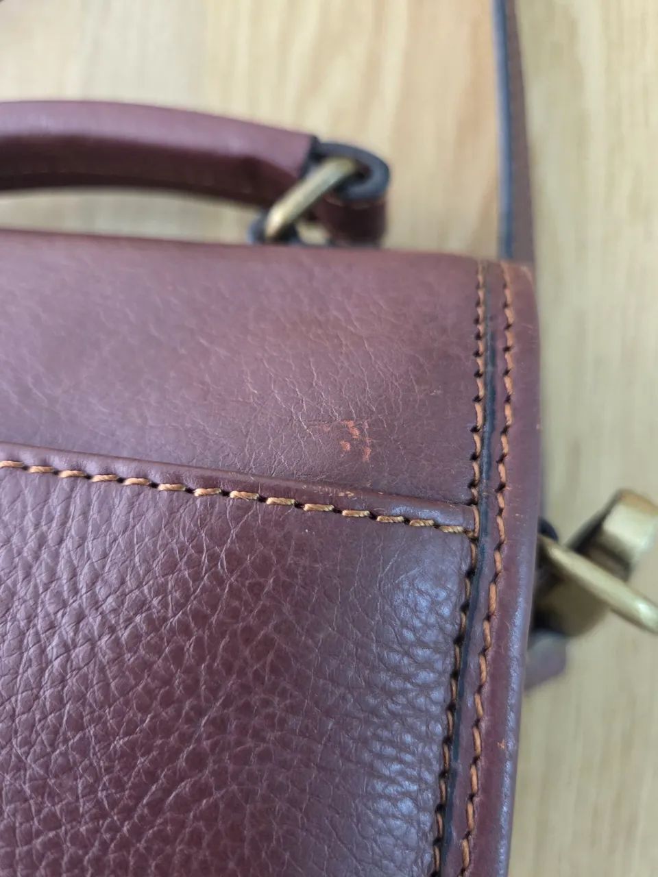 bolsa carteiro hexagona parisiense marrom couro legitimo - Foto 2
