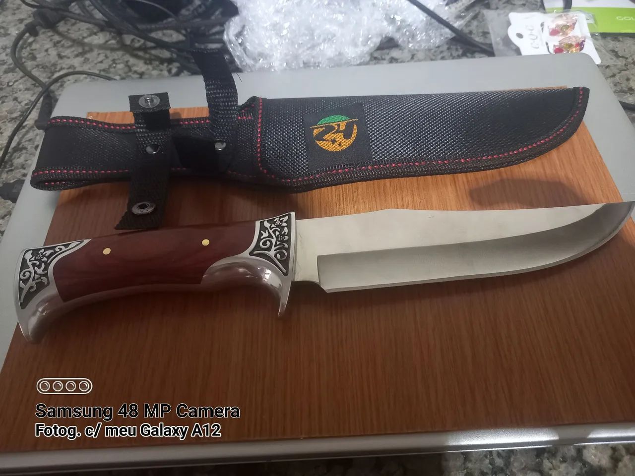 Peixeira Bowie Premium Aço Inox Cabo Trabalhado Luxo + Bainha - Foto 5