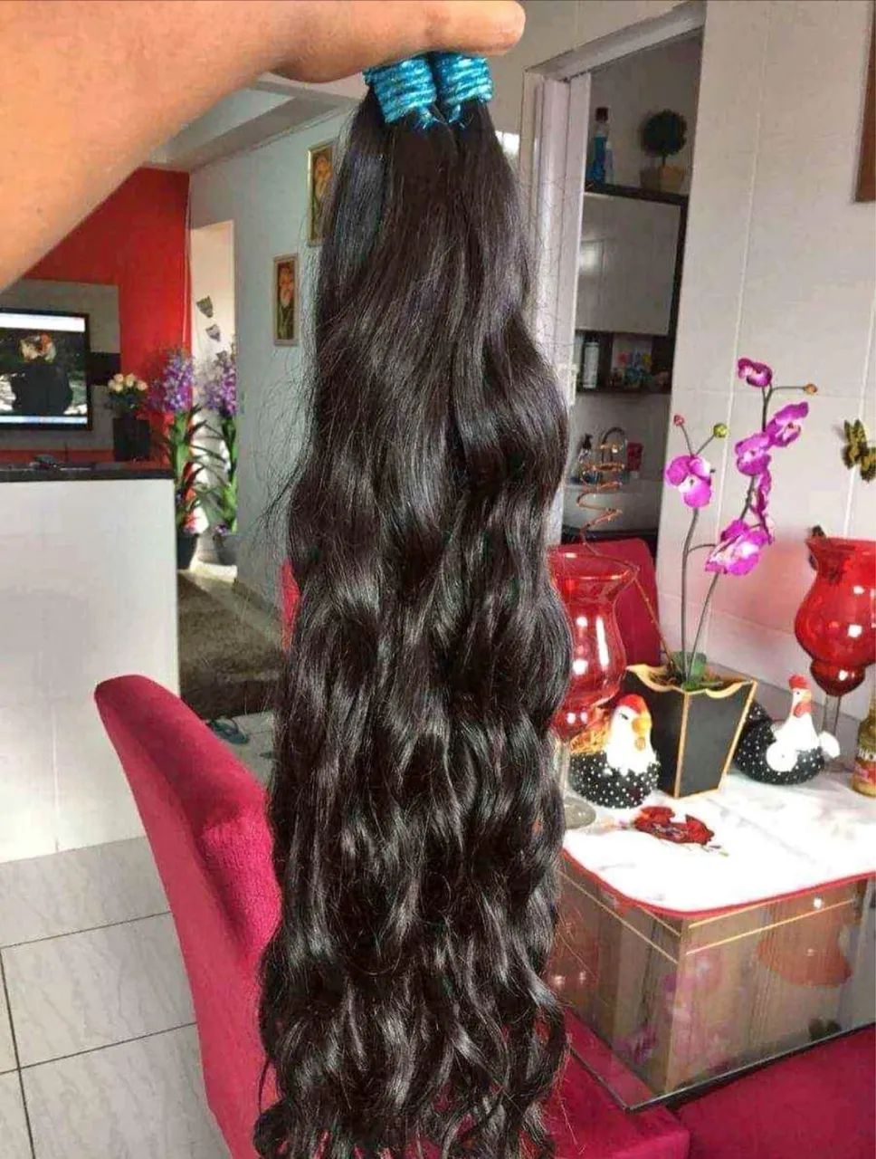 Cabelo humano 65 cm levemente ondulado  - Foto 2