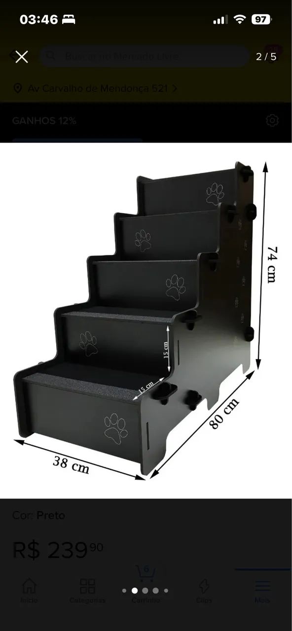 Escada rampa pet mdf 5 graus - Foto 2