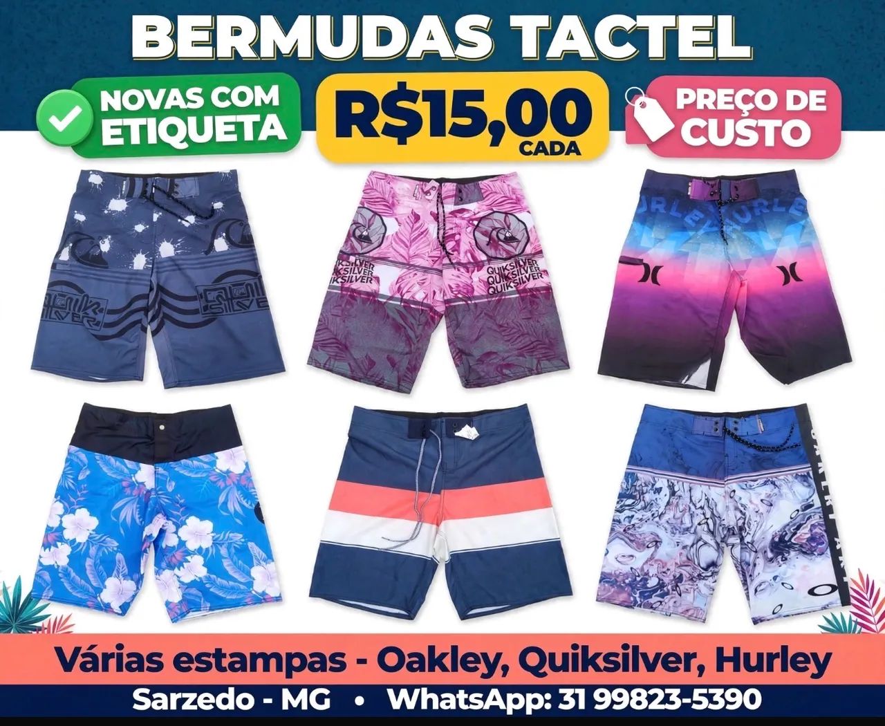 Bermuda Tec tel masculina 