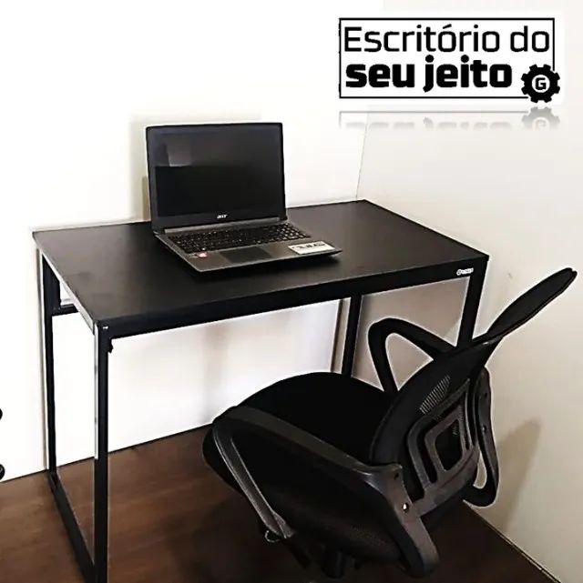 Mesa de Escritório Reforçada 1m NOVA Birô Multiuso Industrial para Computador Notebook - Foto 2