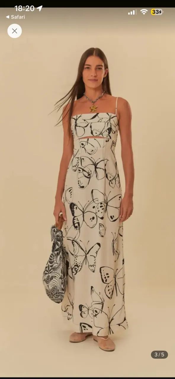Vestido borboleta longo farm