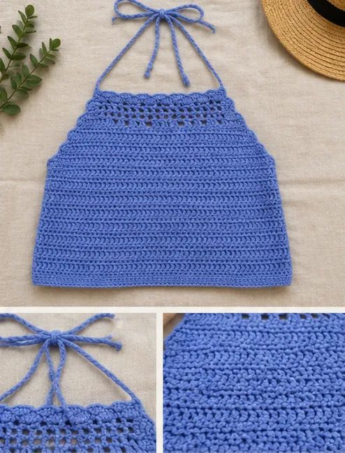Cropped de Crochê Azul - Foto 4