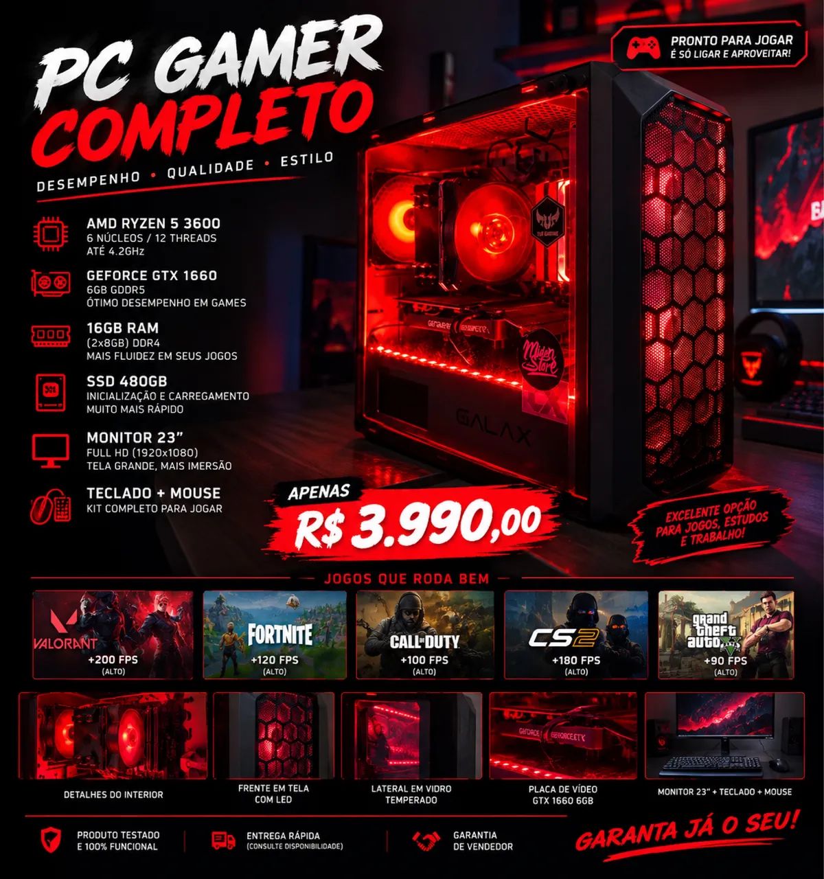 PC GAMER + MONITOR + PERIFÉRICOS!! ( troco por ps5) Aceito oferta 