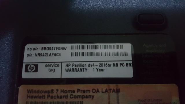 Notebook HP Pavilion dv4-2016BR para retirada de peças - Foto 4