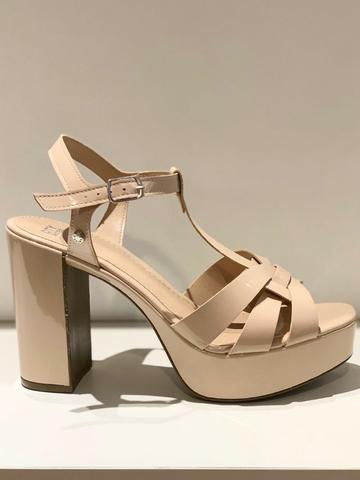 Sandália bege nude, salto groso - City Shoes - Foto 3