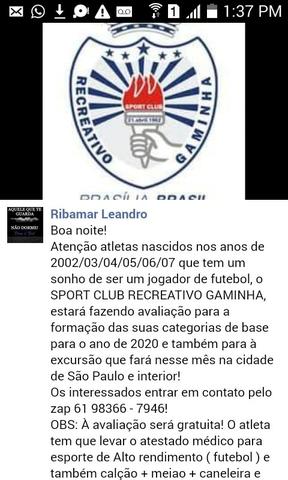 Oportunidade para atleta futebol