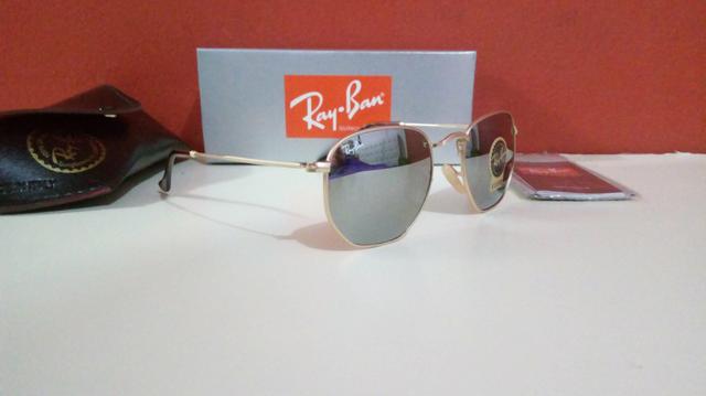 Óculos Ray Ban Hexagonal Espelhado Unissex Novo Frete grátis - Foto 5