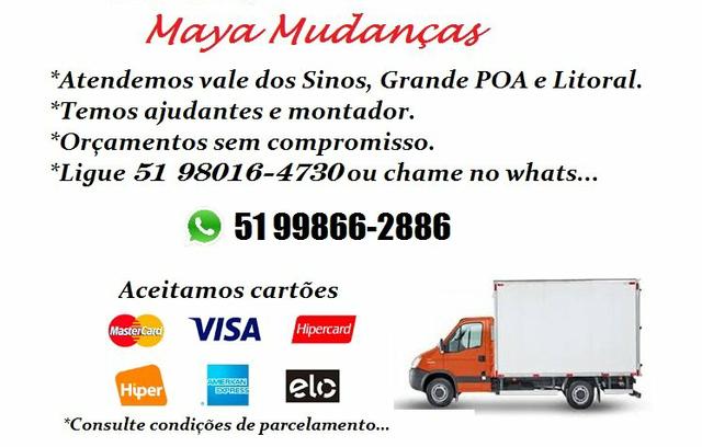 Maya Mudanças caminhão baú aceitamos cartão