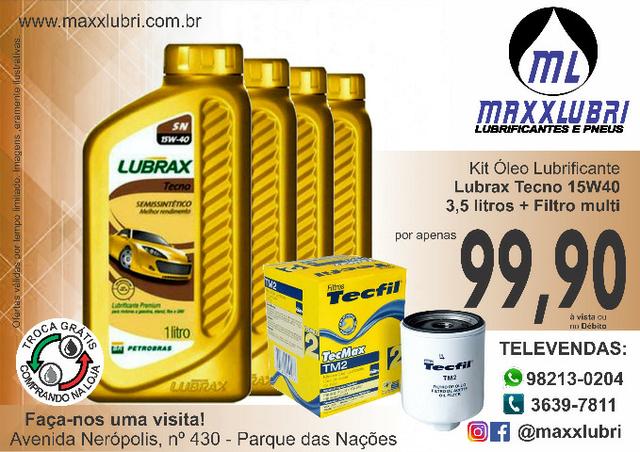 Kit Óleo Lubrax Tecno 15w40 Semi-Sintético + Filtro de Óleo
