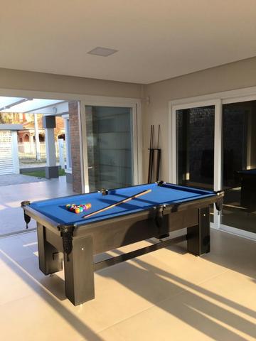 Mesa Charme de Sinuca e Jantar Cor Preta Tecido Azul Mod. ERKO3773 - Foto 2