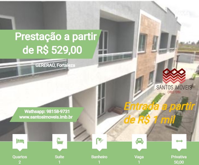 SI: Entrada a partir de R$ 1 mil, parcela a partir de R$ 529, apartamento novo em condomín - Foto 3