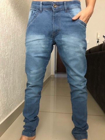 Calça jeans masculina com elastano e calça jogger