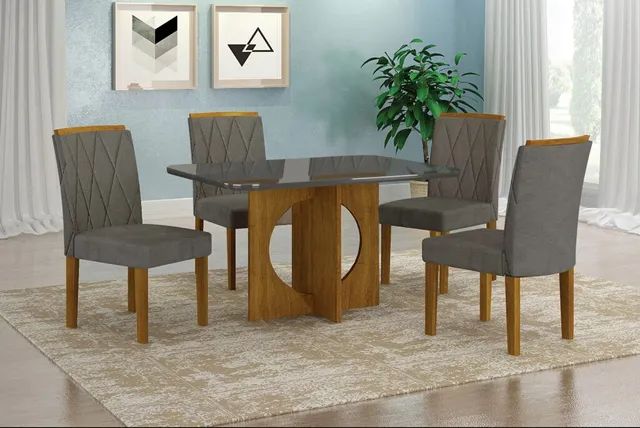 Mesa Lorena + base em MDF com 4 cadeiras!! Tt987m