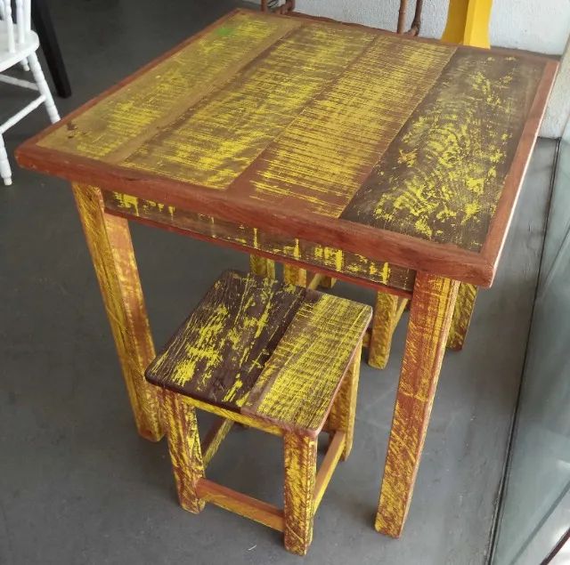 mesa com 2 banquetas em madeira de demolição , fabricamos sob medida - Foto 2