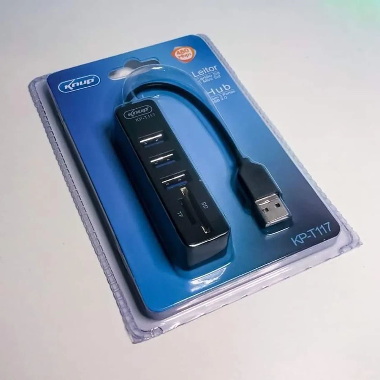 Hub USB 4 Portas com Leitor de Cartão SD e TF - Knup KP-T117