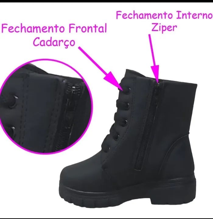 Bota Coturno Infantil Preta com Detalhe de Coroa - Foto 2