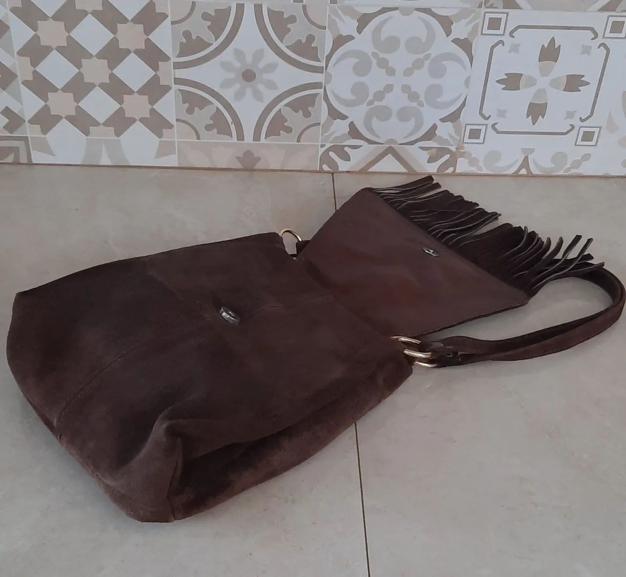 Desapego Bolsa Camurça Couro Feminina - Foto 3
