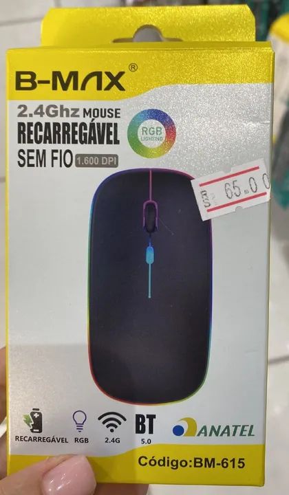 Mouse Sem Fio Recarregável Led - Bateria Bmax Bm615 Loja Coimbra Computadores Entregamos