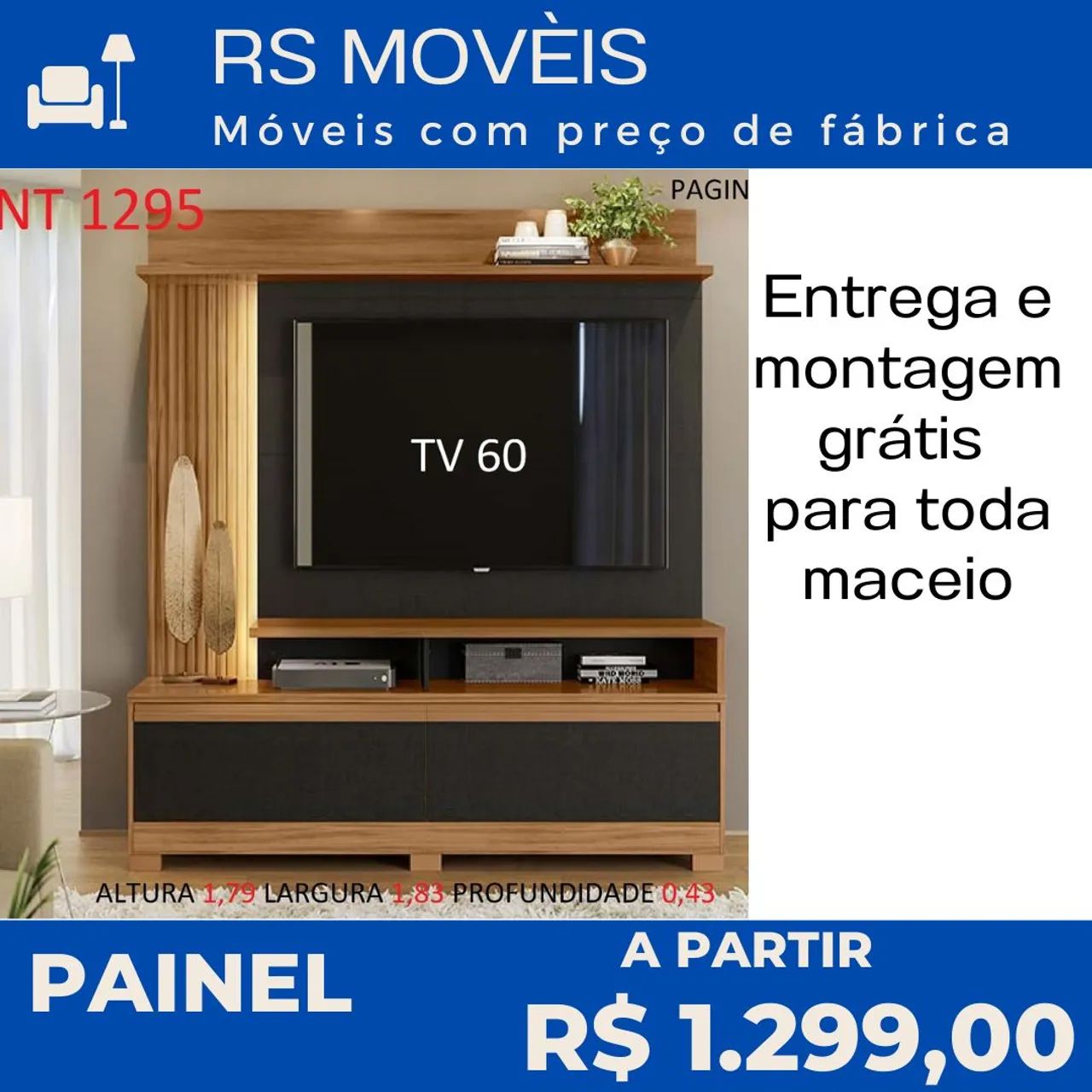 Painel para TV 60 polegadas com entrega e montagem grátis