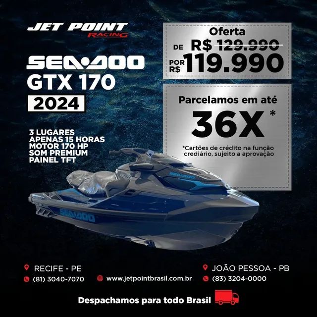 JET SKI SEA DOO GTX 170 2024, C/Som, Painel TFT, iDF, Parcelamos 36x