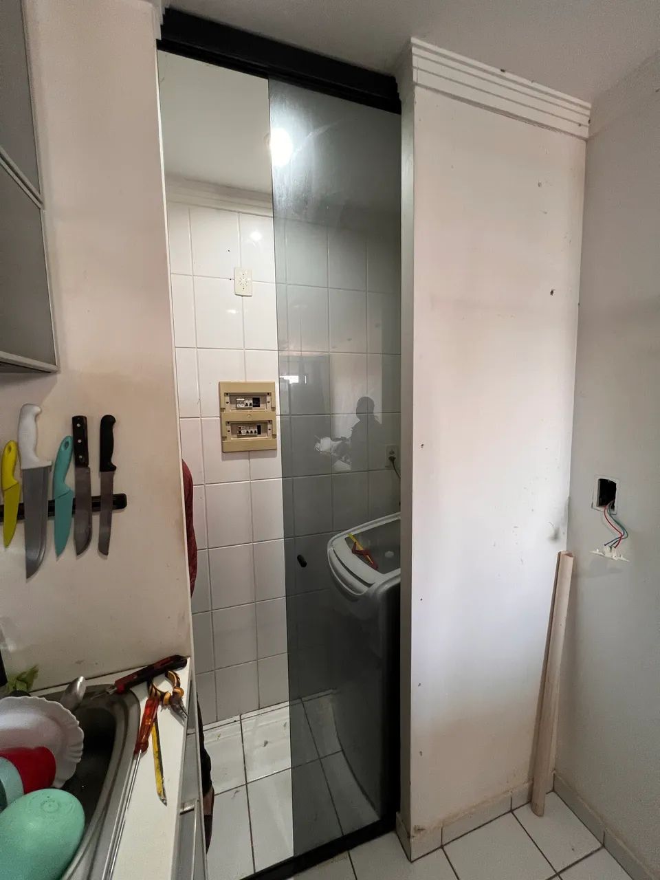 Blindex fume porta de correr com castilho completo - Foto 2