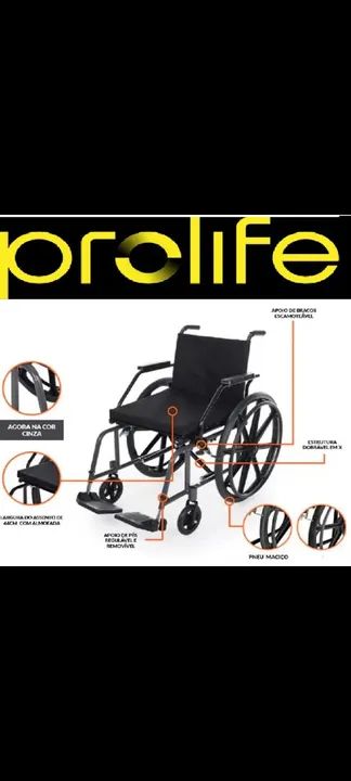 CADEIRA DE RODAS PRÁTICA COM PNEU MACIÇO - PROLIFE , nova na embalagem - Foto 6