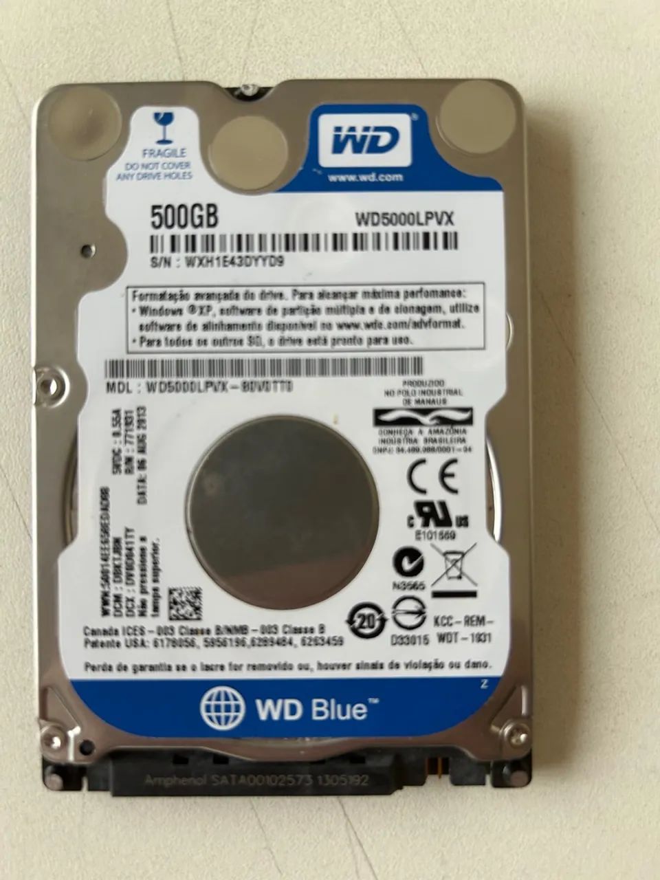 Hdd 2,5" (Usado) para Notebook- Western Digital.