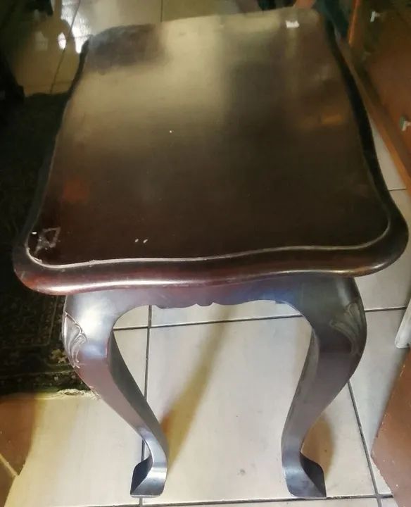 Mesa apoio estilo chipandelle Madeira Tampo retangular Saia Pernas entalhadas e curvas *  - Foto 2