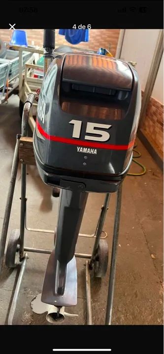 Canoa motor yamaha 15hp e carretinha - Foto 5