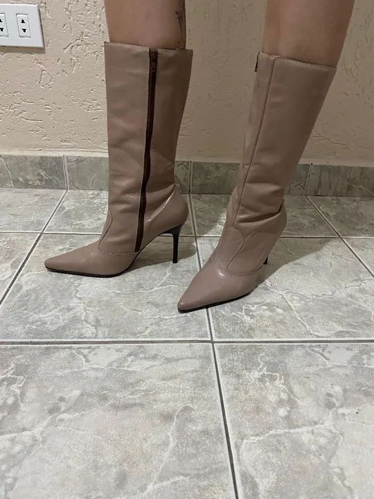 Bota de couro bege 36 - Foto 2