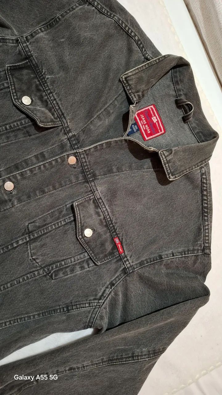 Jaqueta Jeans Masculina - Preta tamanho G - Foto 3