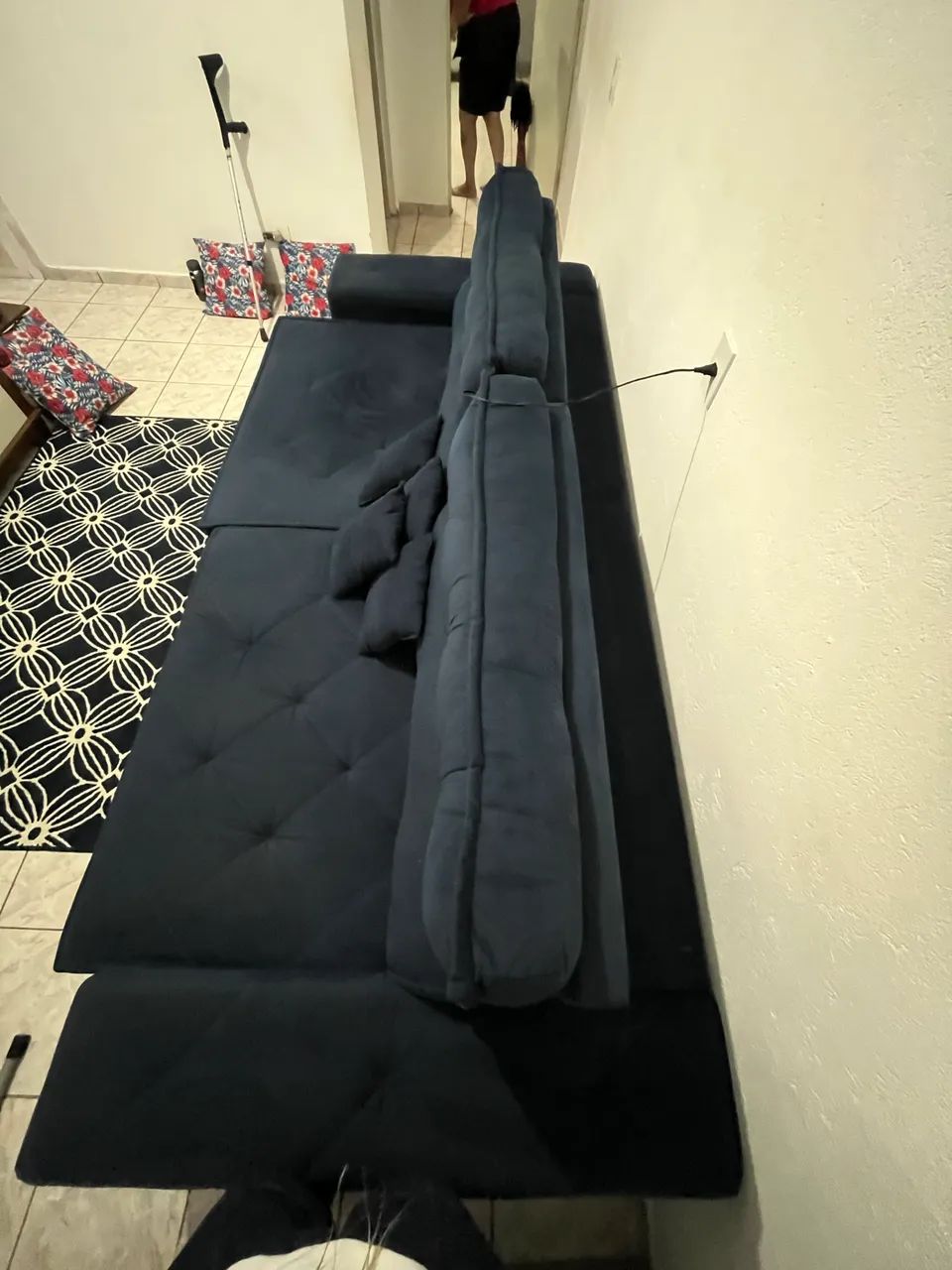 Sofá Austin 2.82M Retrátil e reclinável com molas no assento e Almofadas, tecido suede  - Foto 5