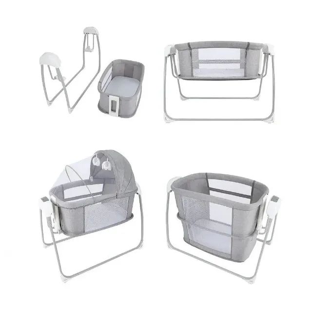 Berço Techno Automático Com Bluetooth Mastela Cinza