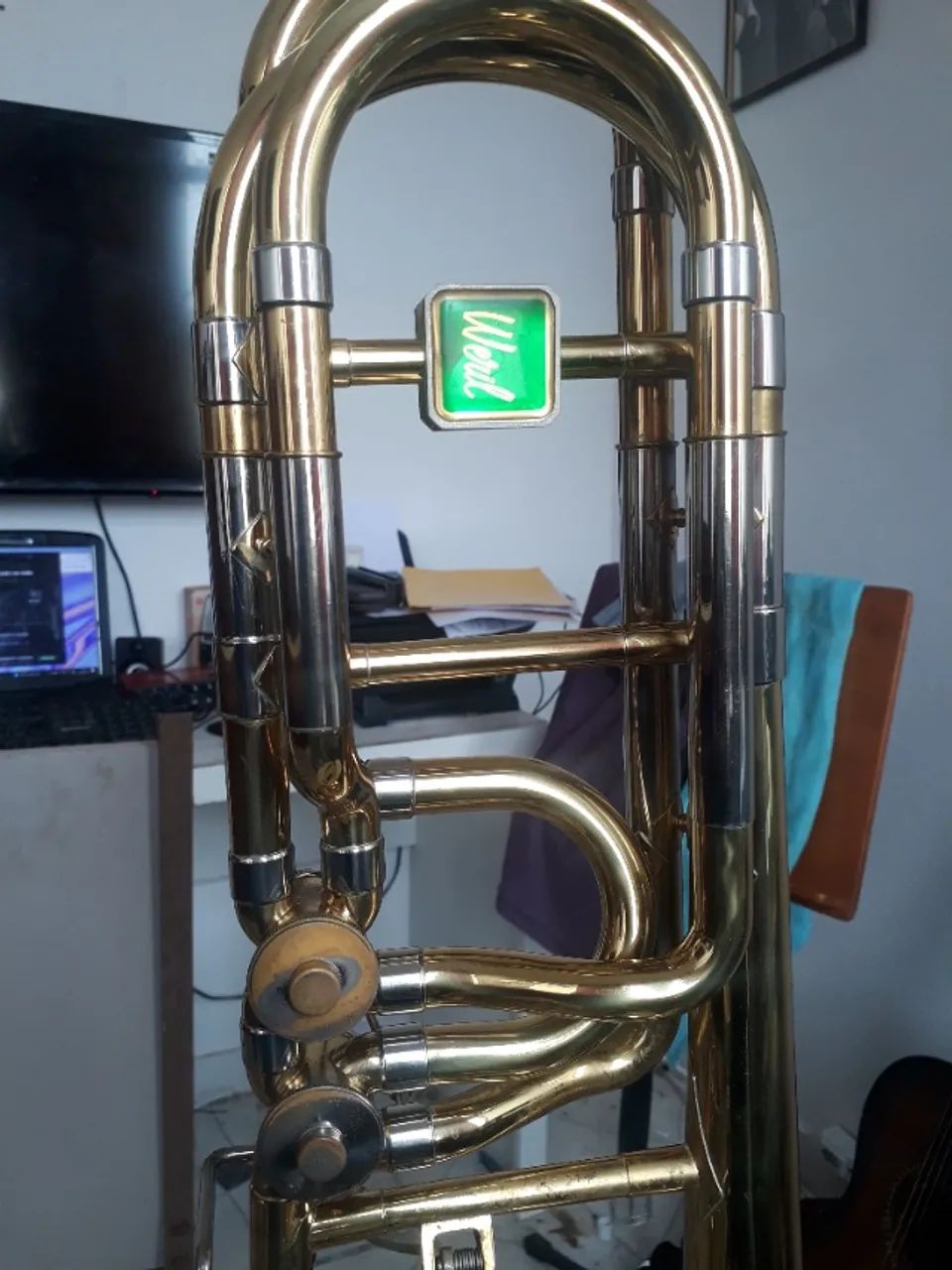 trombone baixo werill gagliardi gg294 calibre largo completo e com todos os acessórios