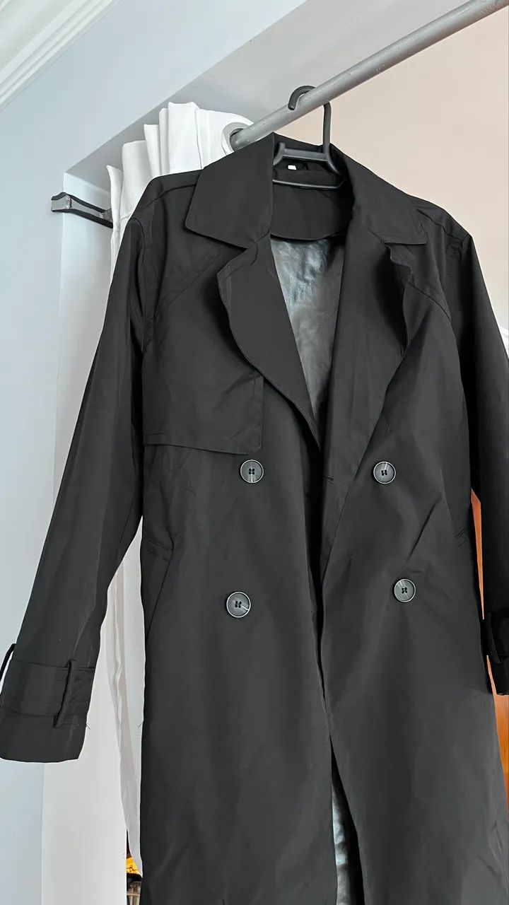Sobretudo trench coat Preto - Foto 2