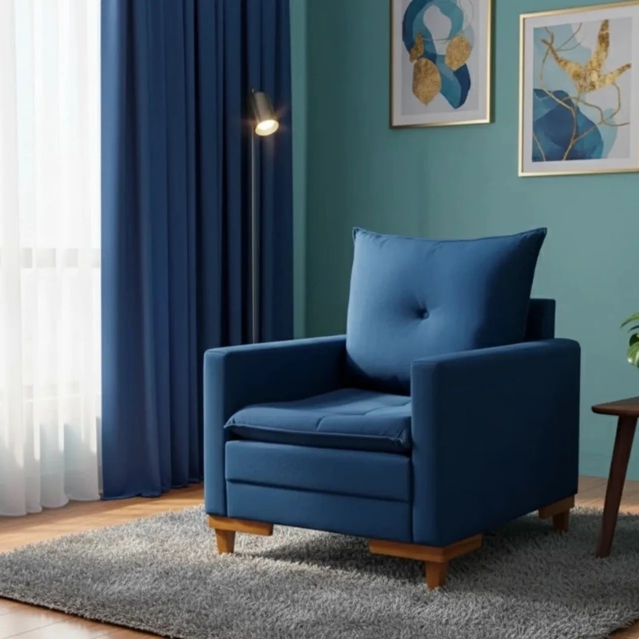 Poltrona Paris Veludo Azul rf76