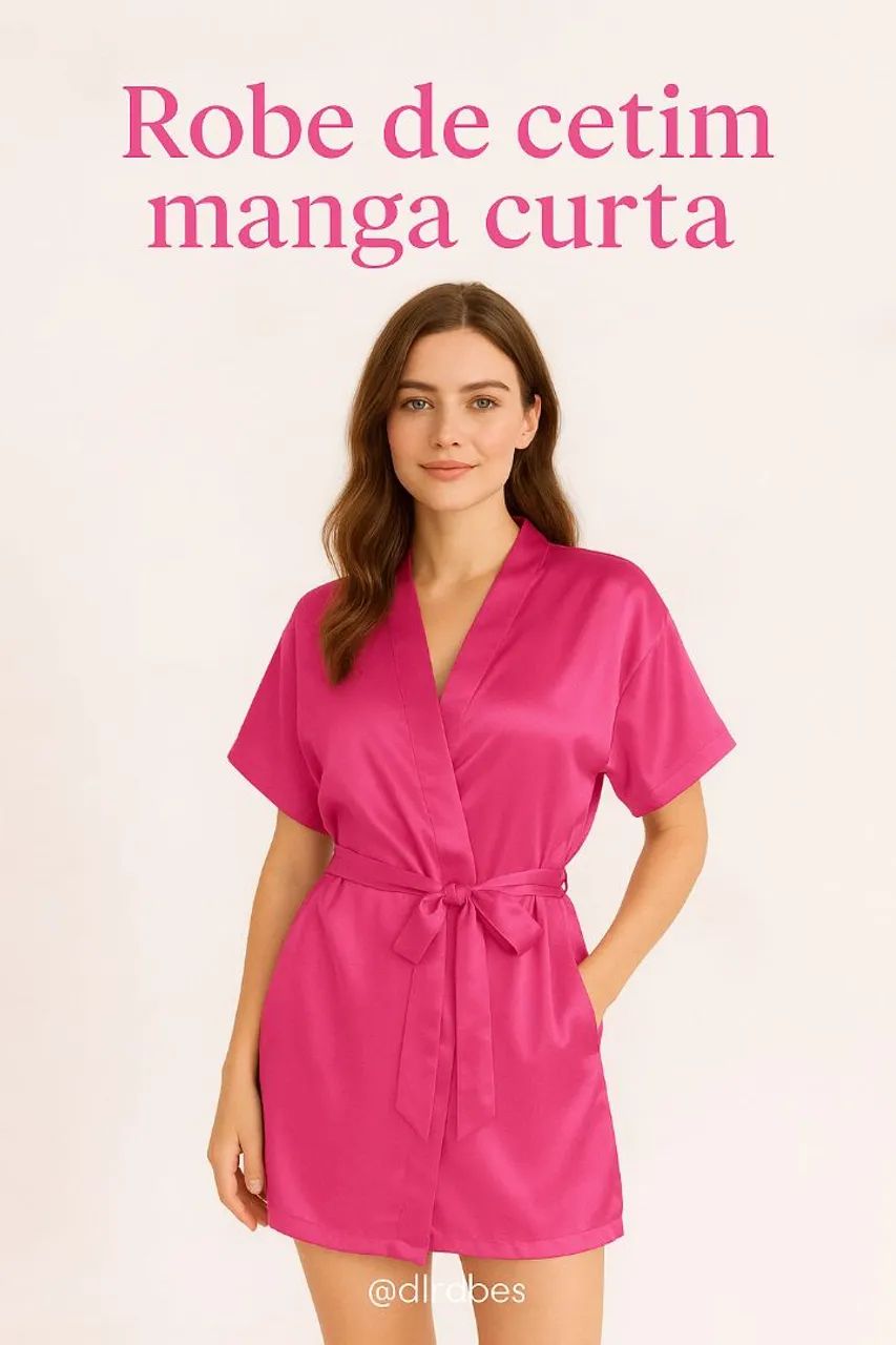 Robe de Cetim Manga Curta - Foto 5